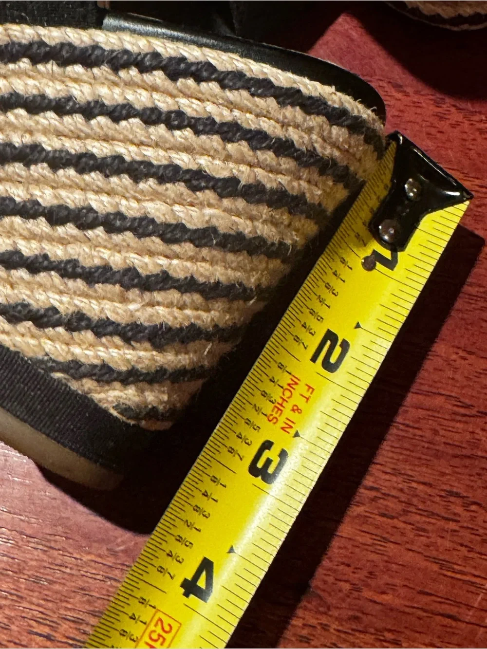 Cole Haan Black Espadrille Wedge Sandals with Natural Rope Details